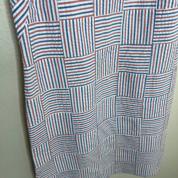 Talbots Red Blue Seersucker Patchwork Sleeveless Shift Dress 4 - Picture 4 of 12
